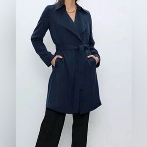 Babaton Navy Belted Coat